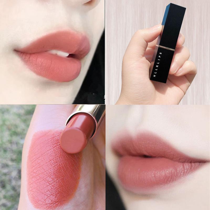 Hllr Matte Lipstick Moisturizing Lip Balm Black Tube Gold Lipstick Not Easy to Stick Makeup Drop Shipping