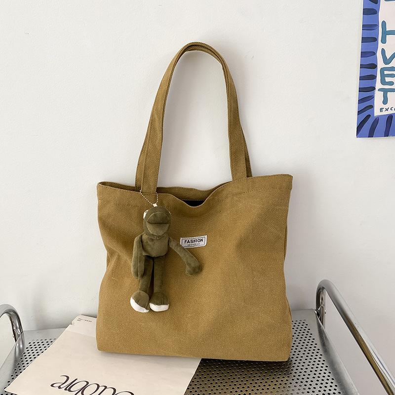 Foreign Trade Thickened Washed Canvas Bag Women's Large Capacity Tote Bag Simple Commuter Portable Oxford Cloth Big Bag Shoulder Bag