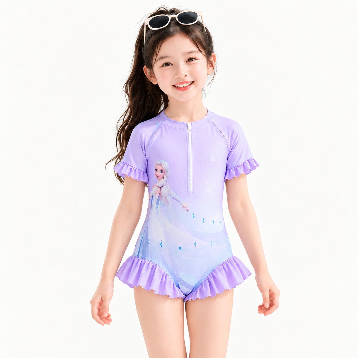 Girls' Swimsuit Kidsren's Princess Elsa 2026 New Summer Baby One-Piece Sun Protection Quick-Drying Little Girl Swimsuit