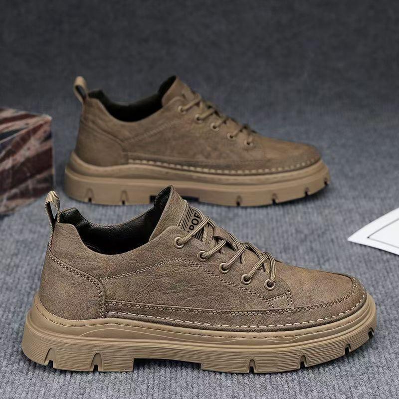Men's Shoes 2026 New Winter Casual Leather Shoes Men's Martin Boots Low-Top Non-Slip Soft-Soled Student Work Boots