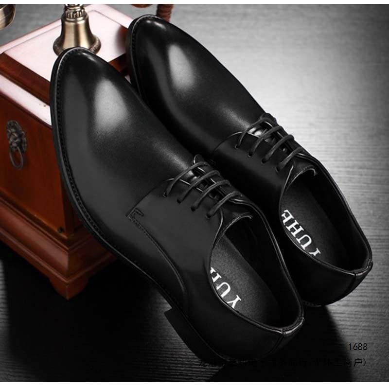 British-style Korean business formal leather shoes for men, trendy lace-up versatile casual height-increasing wedding shoes, pointed-toe youth men's shoes