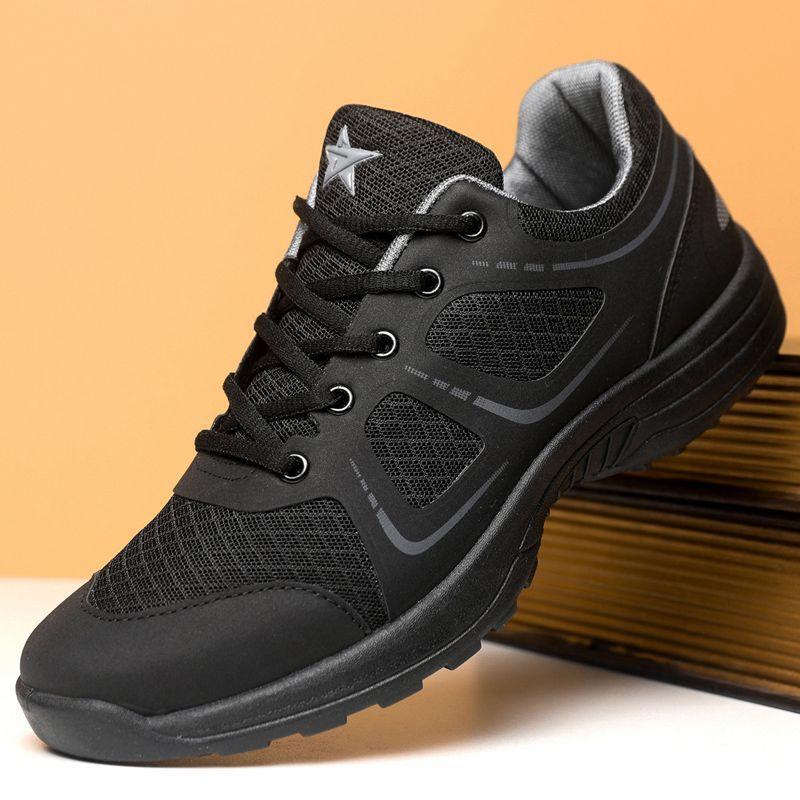 New Physical Training Shoes Men's Summer Black Training Shoes Ultra Light Breathable Running Shoes Wear-resistant Rubber Shoes Men's sneaker