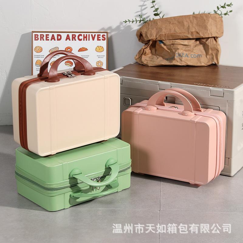 Contrast Color Suitcase Small Luggage Gift Box Solid Color Clear Travel Case Mini Zipper Casual Travel