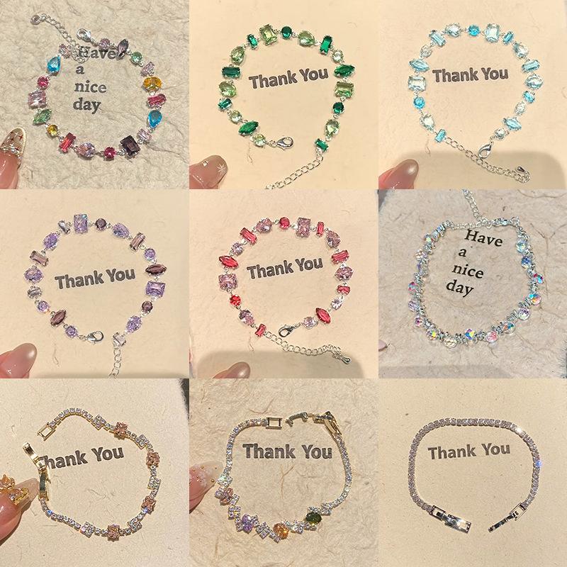 Dopamine-Colored Candy Bracelet with Dazzling Sparkle, Exquisite and High-End Niche Design, Sweet Irregular Full Diamond Hand Jewelry for Women, Suitable for Spring and Summer