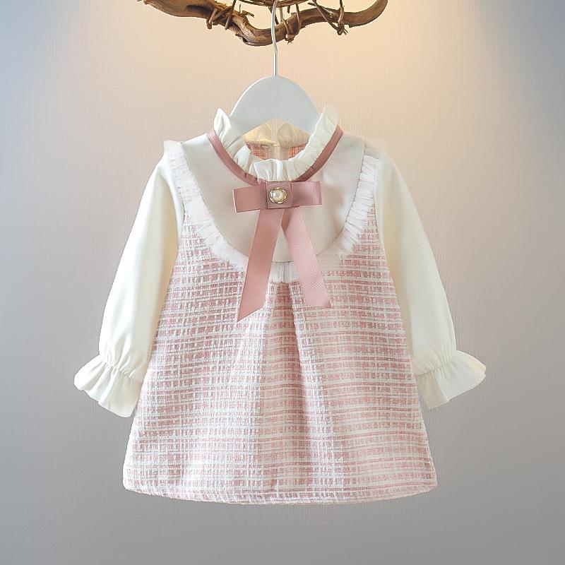 Powerful Factory Children's Clothing Girls' Dress Small Fragrant Princess Skirt Baby Fake Two-Piece Western Style Dress Dropshipping