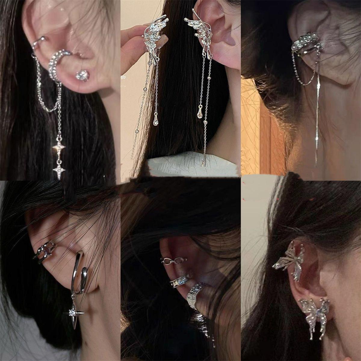 Angel Wings Ear Clip Female Star Mang Ear Bone Clip Female Niche Design All-match Personality Student Ear Bone Clip without Ear Holes