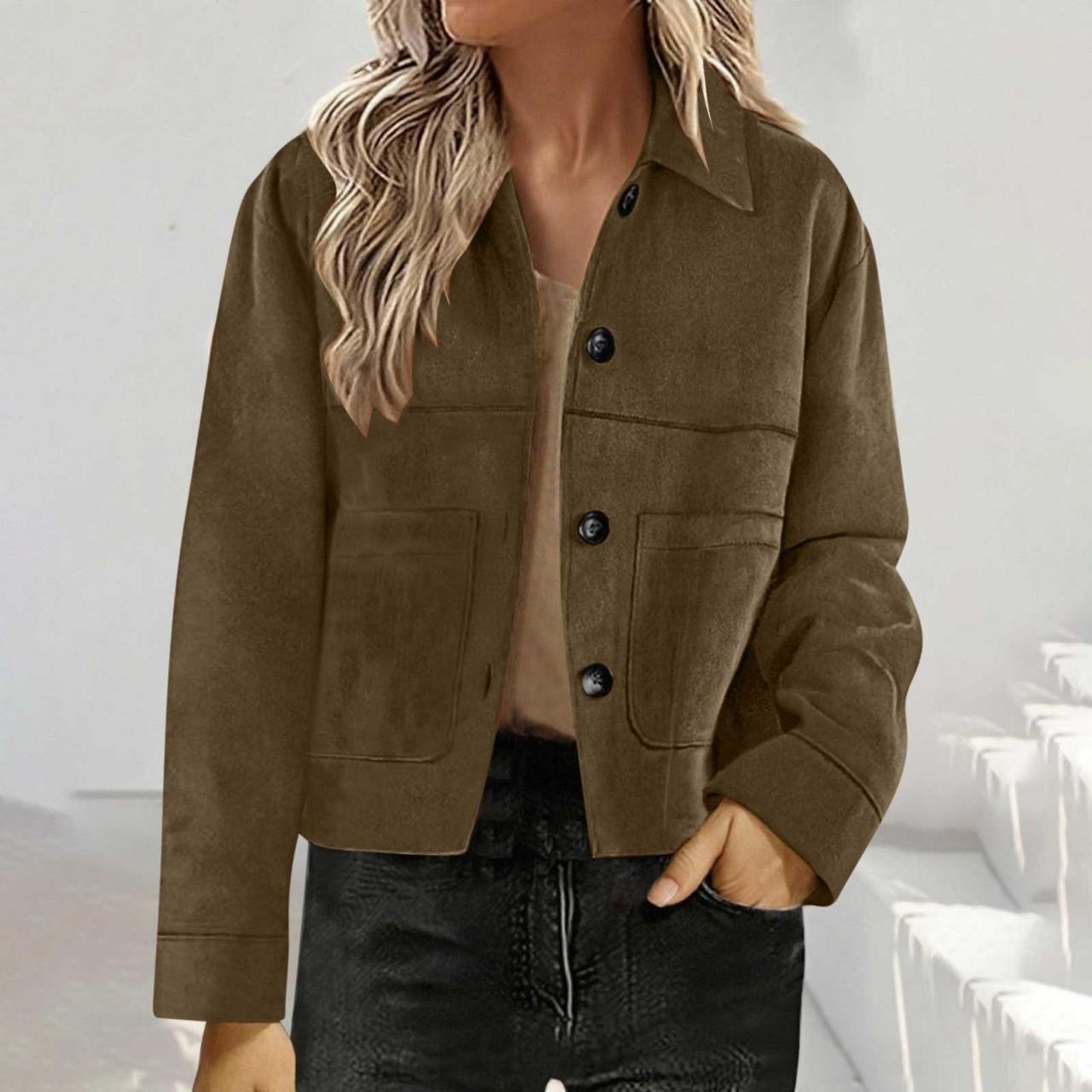 2025 European and American Women's Winter Coat, Suede Short Jacket, Casual Lightweight Autumn Fashion Trendy Clothing