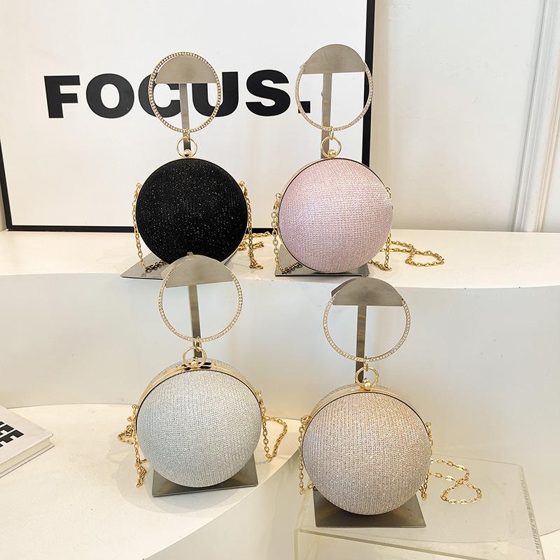 2026 New Model Chain Bag for Women, Single Shoulder Crossbody Handbag, Evening Bag, Banquet Bag, Cross-Border European and American Style Round Ball Bag, Spherical Bag