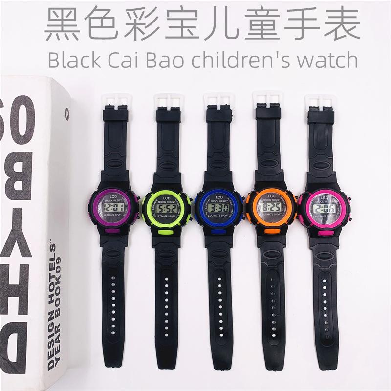Factory Direct Sales Popular Cartoon Watch for Children Boys and Girls Black Color Circle Colorful Treasure Electronic Watch Cross-Border Hot Model
