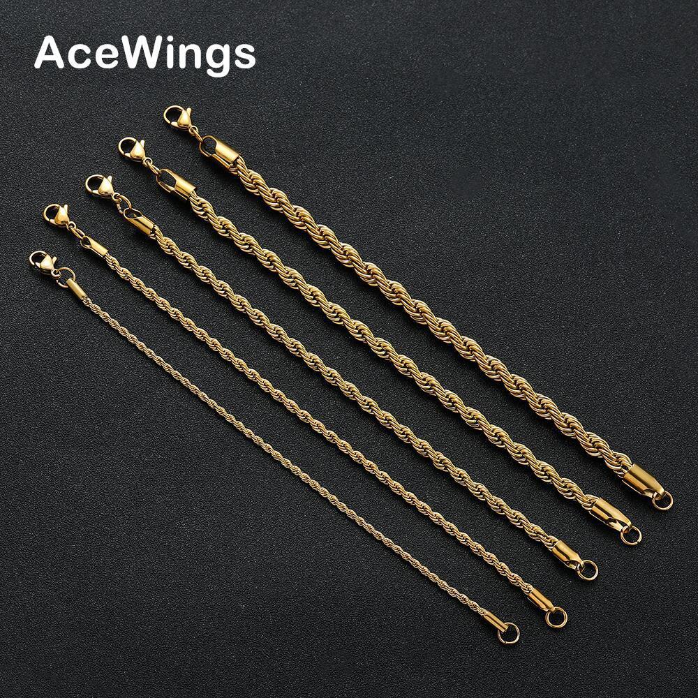 2mm 3mm4mm 5mm 6mm Stainless Steel Twist Chain Bracelet European and American HipHop Hip Hop Jewelry Vacuum Plating