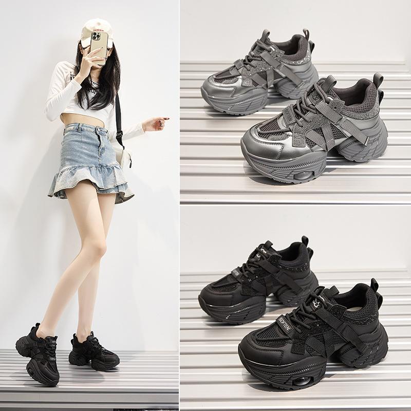 Small Size 2024 Thick-soled silver Fashionable Torre Shoes Women's New All-match Casual Shoes Height-increasing Lightweight sneaker Trendy Shoes