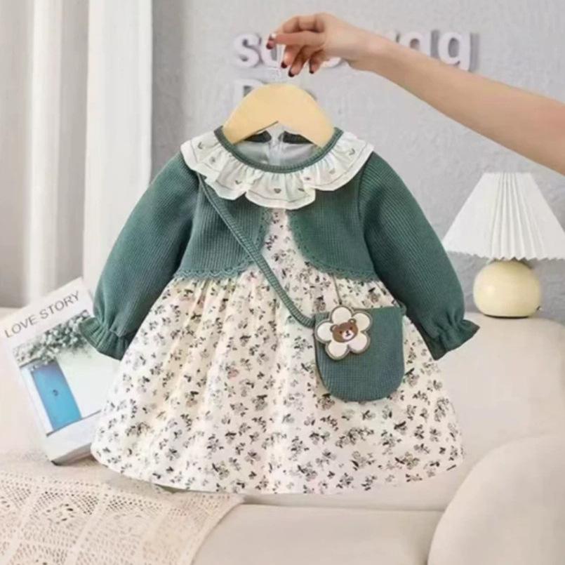 Baby Spring and Autumn Dress for Girls, New Autumn Princess Dress for One-Year-Olds, Floral Korean Style Fashionable Dress for Toddlers