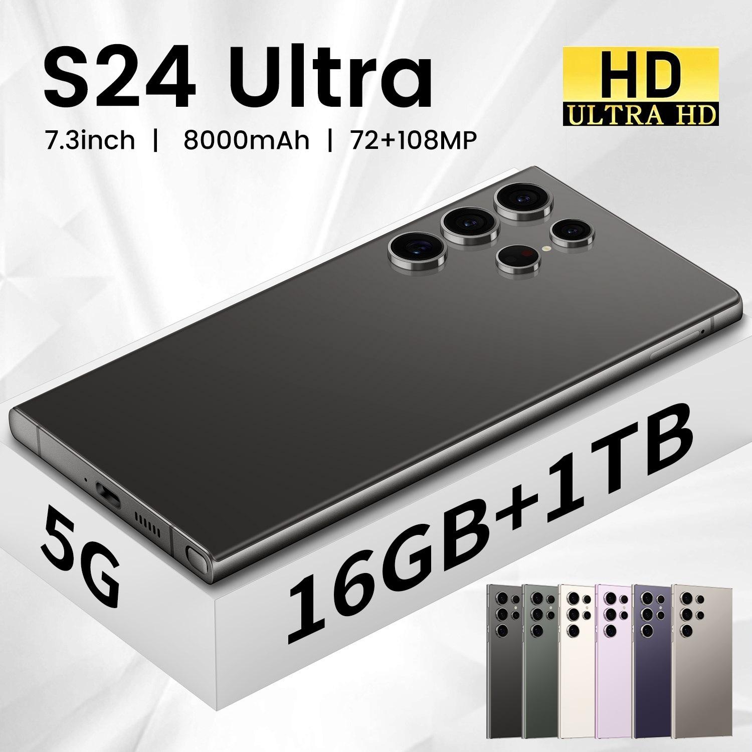 Cross-Border Mobile Phone S24 Ultra+ 7.3inch Large-Screen 4g Global Version Android Smartphone Tk Can Be Shipped on Behalf of Others