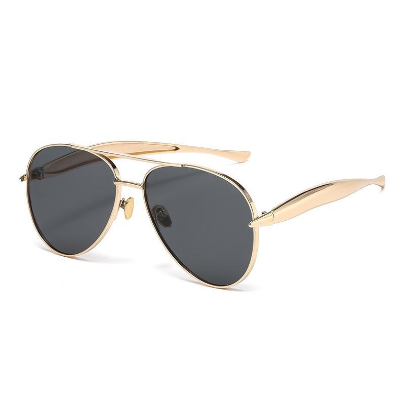 2025 New Metal Toad-Shaped Sunglasses Retro Plain Sunglasses High-End Female Street Style Trendy Sunglasses