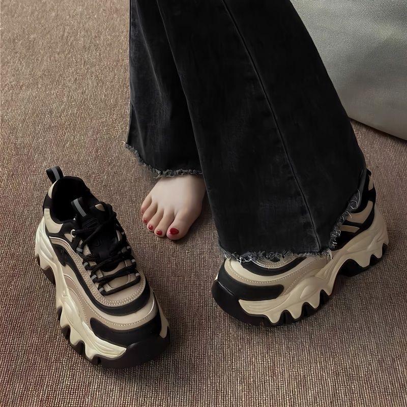 Street Daddy Shoes for Women Showing Small Feet 2025 Autum New Style Lazy Thick-Soled Platform Casual Sports Shoes Wholesale