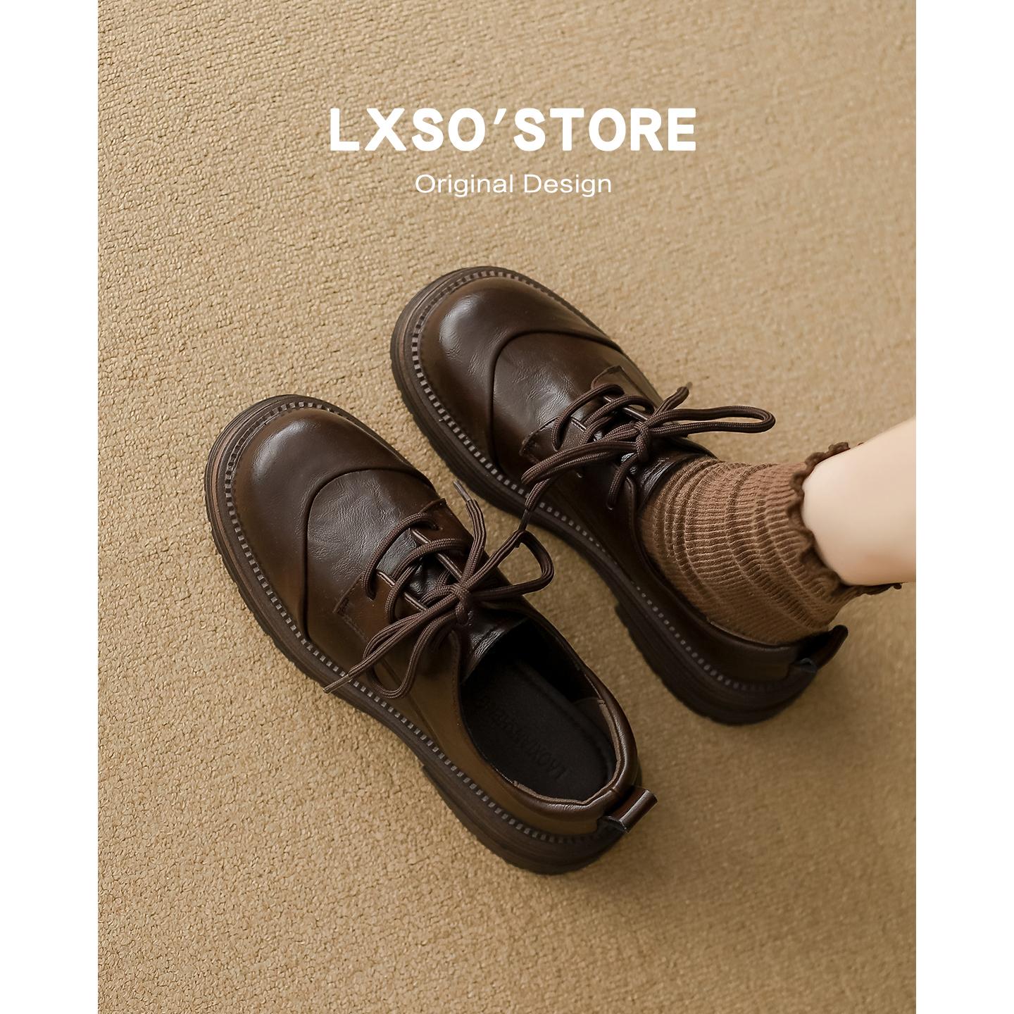 Sheepskin Version~New Versatile Thick-Soled Lace-Up Leather Shoes, Genuine Leather Retro Casual Comfortable Deep-Cut Loafers