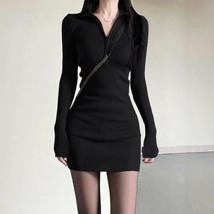 Little Mom Style dress Women's Hip Skirt Black Silk Matching Base Skirt Hot Girl Wear Autumn and Winter Women's Skirt