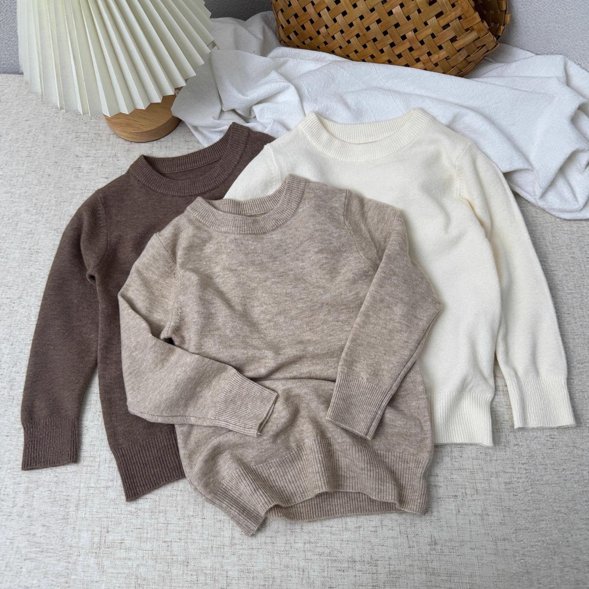 Children's Woolen Sweater, Autumn and Winter Round Neck Sweater, Boys and Girls Base Layer Pullover Top, Baby Knitwear, Infant Clothing
