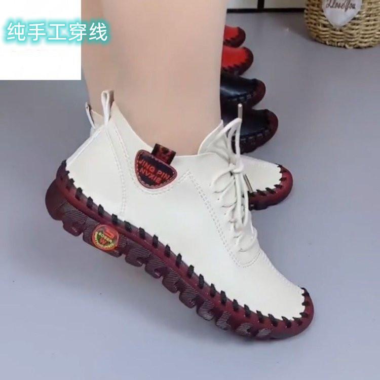 Cross-Border Handmade Tendon-Soled Soft-Soled Women's Shoes for Mothers, 2025 Spring and Autumn New Style, Independent Platform High-Top Casual Sneakers