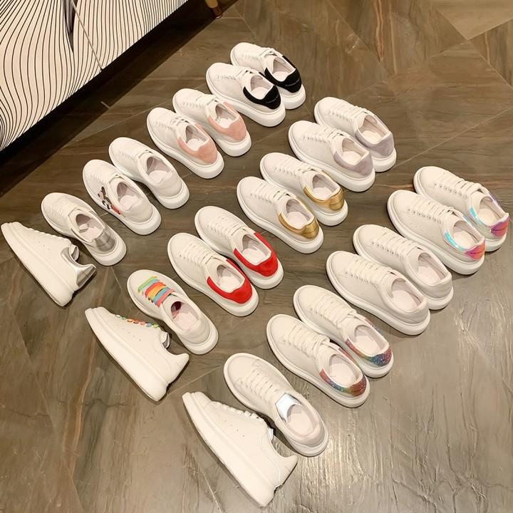 High version McQueen white shoes low-cut leather thick sole hidden height sneaker casual all-match couple muffin board shoes