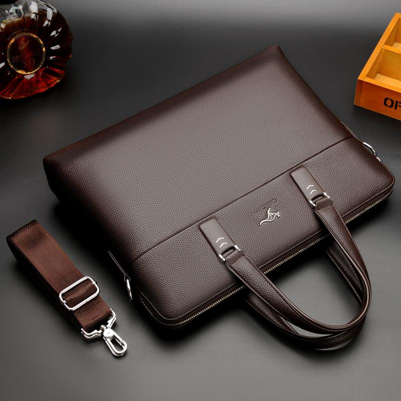 Muzidaisu Men's Handbag, Horizontal Style Business Briefcase, Leather Shoulder Bag, Factory Direct Sale, Light Luxury