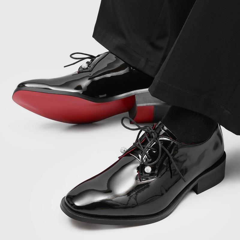 2026 New Style Shiny Red-Soled Leather Shoes for Men, British Style Pointed-Toe Business Formal Casual Wedding Groom Shoes 2607