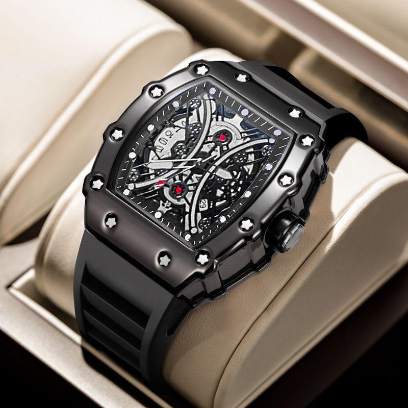 ZIDO Brand Casual Fashion Trend Automatic Quartz Hollow Luminous Waterproof Barrel-Shaped Men's Watch 1704