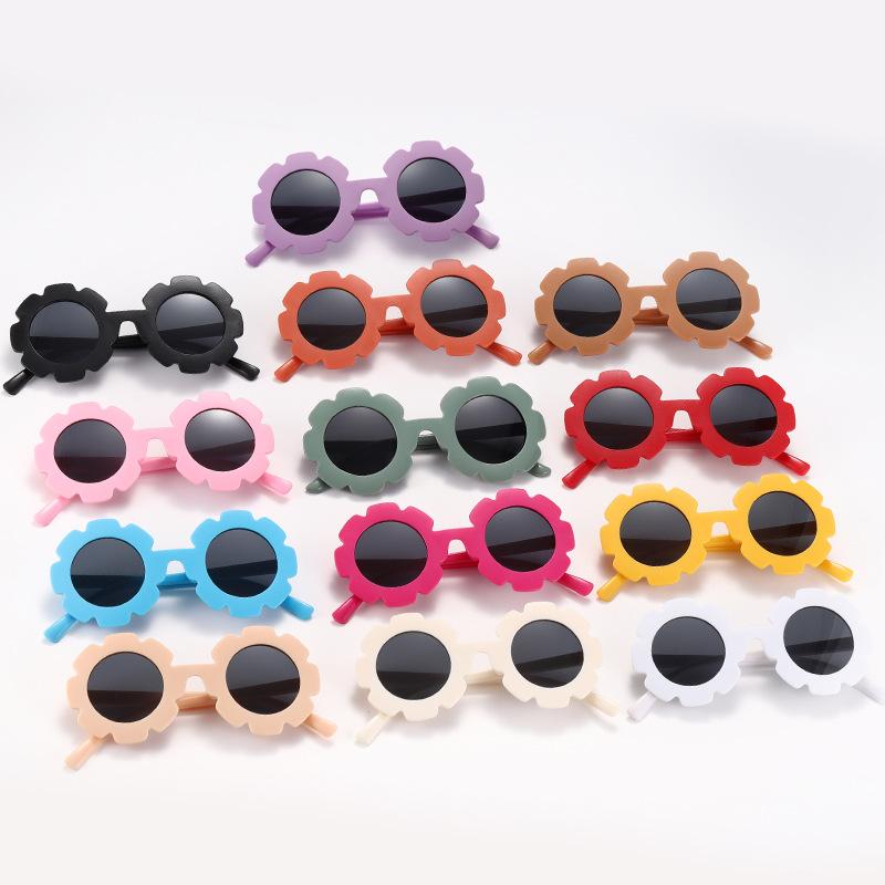2026 New Children's Cartoon Glasses Frosted Frame Sunglasses Candy Color Cute Sunflower Frame Baby Glasses