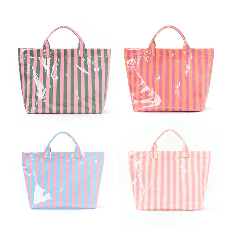 Feihong Cross-Border Striped Tote Bag, High-Looking Lightweight Handbag, Commuting Large-Capacity Portable Travel Shoulder Bag