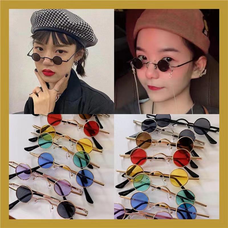 Ultra-Small Frame Round Retro Sunglasses for Men and Women, Mini Round Frame Platform Glasses, Hip-Hop Sunglasses, Uv400
