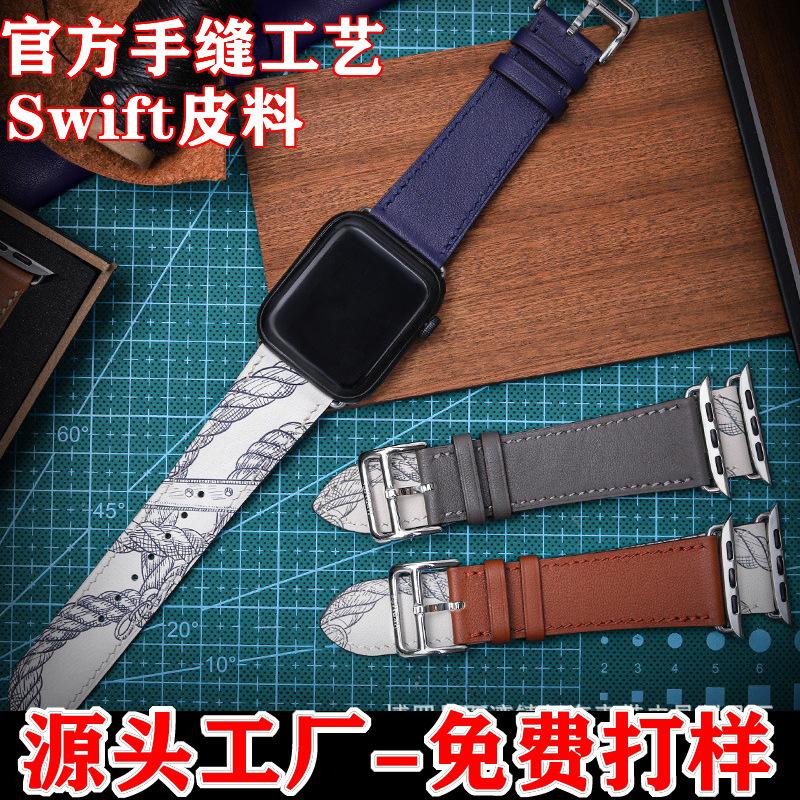 Suitable for Apple Watch11 Watch Straps, Swift Genuine Leather Ultra3 Hand-Stitched Version, 49mm, 46mm and Other Series