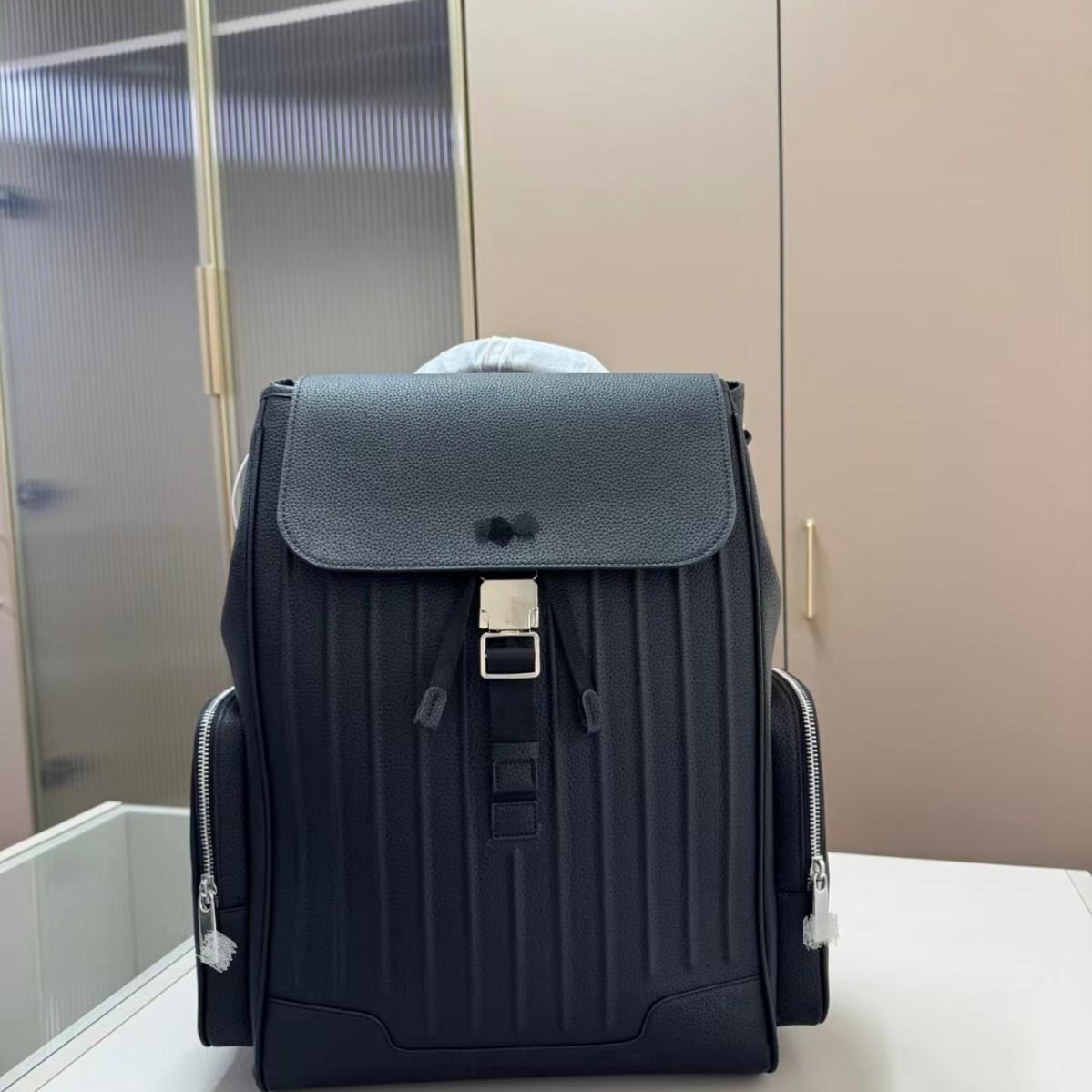 R Home Never Still Canvas Flip-Top Backpack, High-End Luxury Leather Travel Backpack for Men and Women