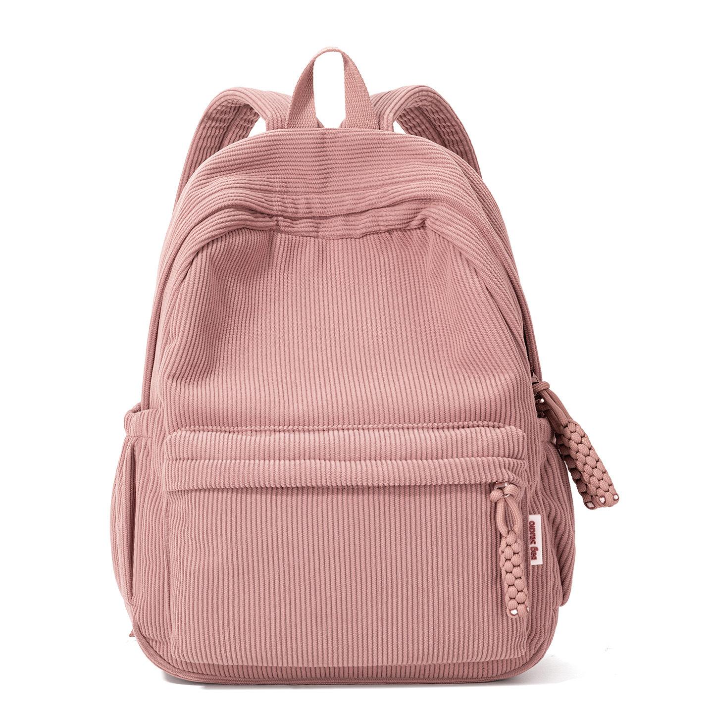 Cross-Border Ins Large Winter Corduroy Backpack Female Student Casual Corduroy Backpack Casual Forest Style Large Capacity
