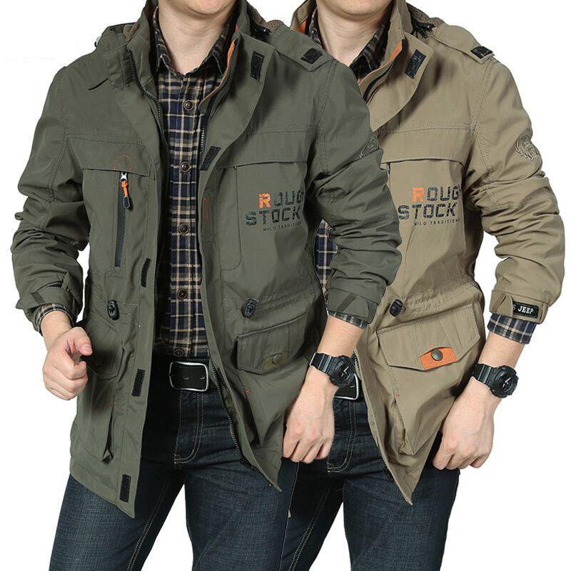 Factory Direct sales autumn and winter outdoor casual jacket middle-aged jacket plus size mid-length waterproof breathable men's jacket