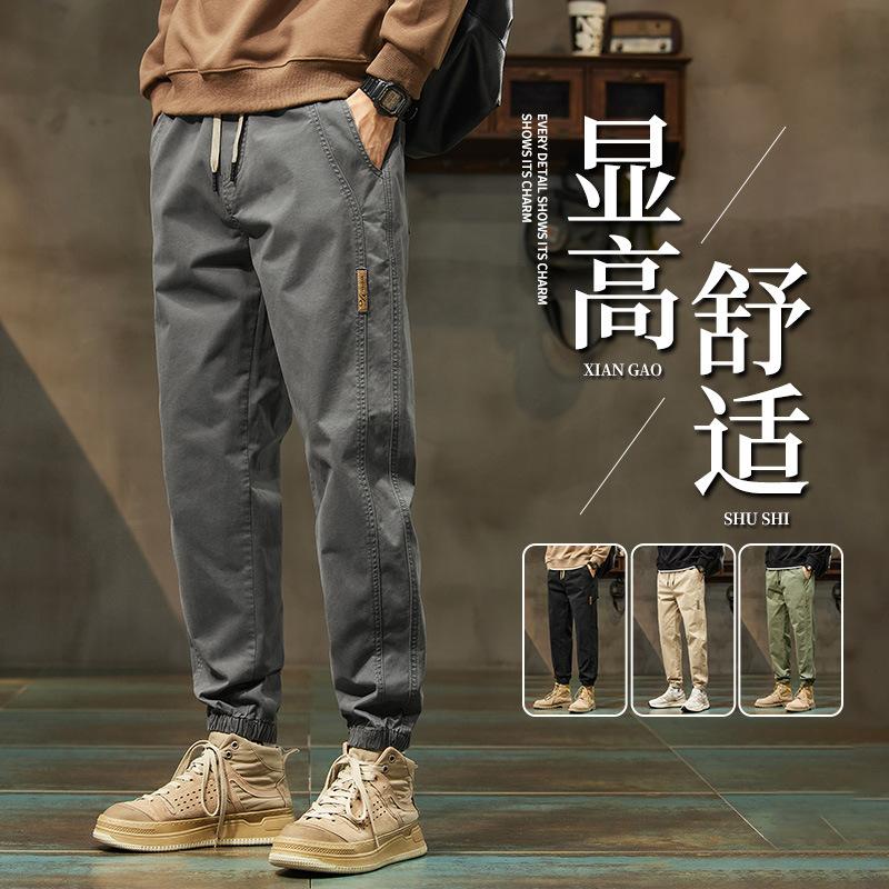 Men's Pants Pure Cotton Spring and Autumn Fashionable Brand Loose Leg-toe Harlan Coulouse Pants 2024 New Autumn Casual Pants for Men
