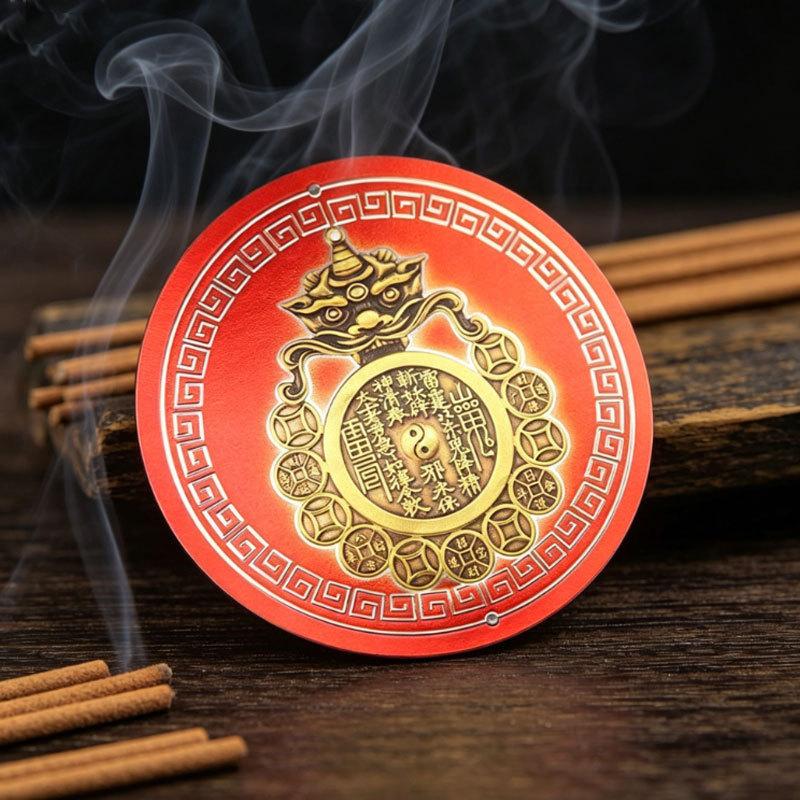 [Teacher Recommended] New Style Auspicious Beast Mountain Ghost Bagua Mirror Sticker for Protection and Safety, Decorative Hanging Ornament, Door Sticker, Self-Adhesive