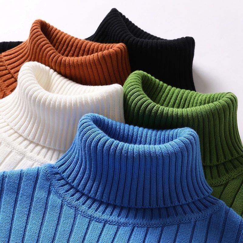 Factory wholesale men's sweater long collar sweater slim lapel junior high school one-piece velvet sweater male student Middle high collar