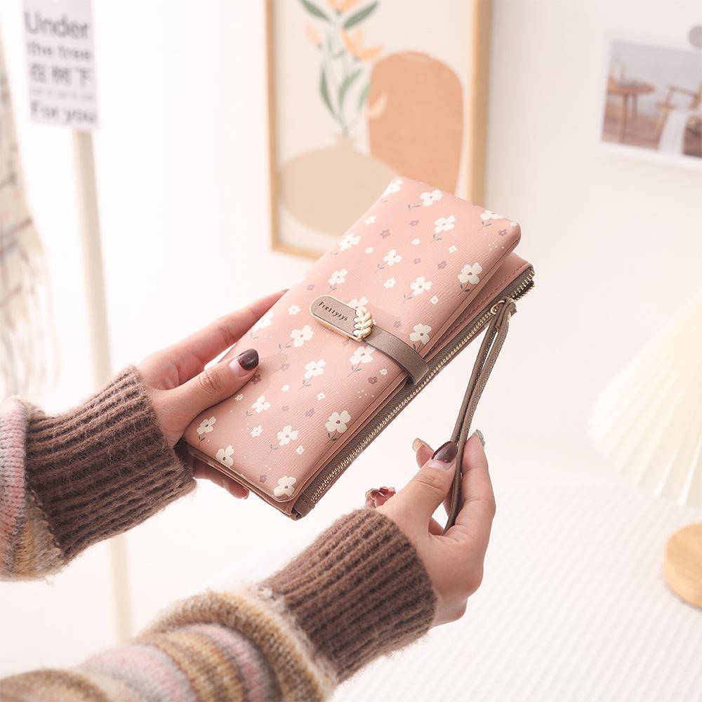 Lianbu 2026 Popular Long Wallet for Women, Fresh Style with Printed Buckle and Zipper, Multifunctional Large Capacity Phone Bag