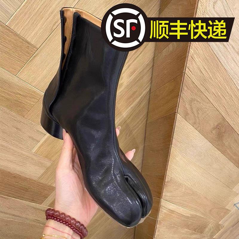 Genuine leather chunky heel Martin boots for women, split-toe pig hoof boots, 2026 new model genuine leather Chelsea boots, niche versatile short boots