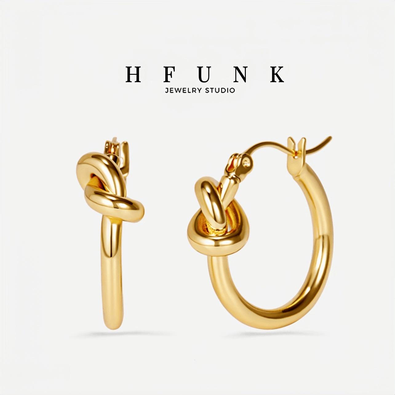 Non-Fading Versatile Earrings, Rope Knot Hoop Earrings for Women, Niche Design, Simple Hoop, Light Luxury, High-End Feel, Hoop Ear Clips