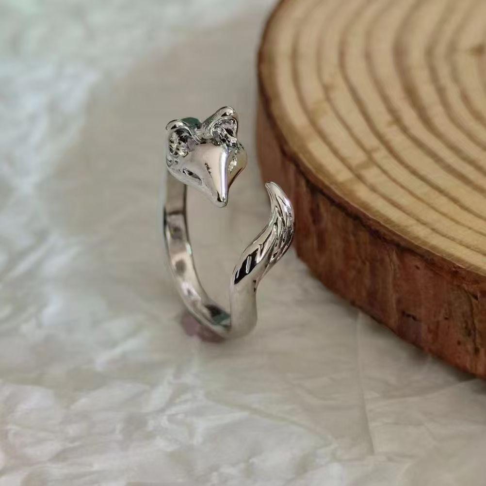 Cross-border Ins Fox Open Ring Light Luxury Simple All-match Thai Silver Ring Women's New Niche Food Ring Personalized