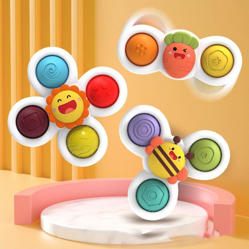 Cross-Border Children's Suction Cup Spinner Dining Chair Glass Car Window Toy Baby Bath Educational Spinning Top Baby