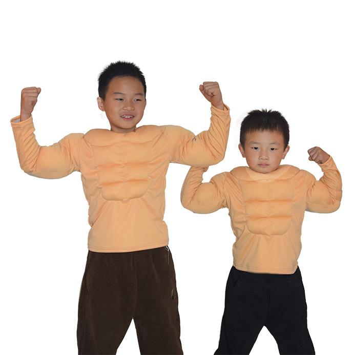 Children's Fake Muscle Tops Male Role-Playing Stage Performance Adult Abdominal Muscle Costume Cos Handsome Performance Clothes
