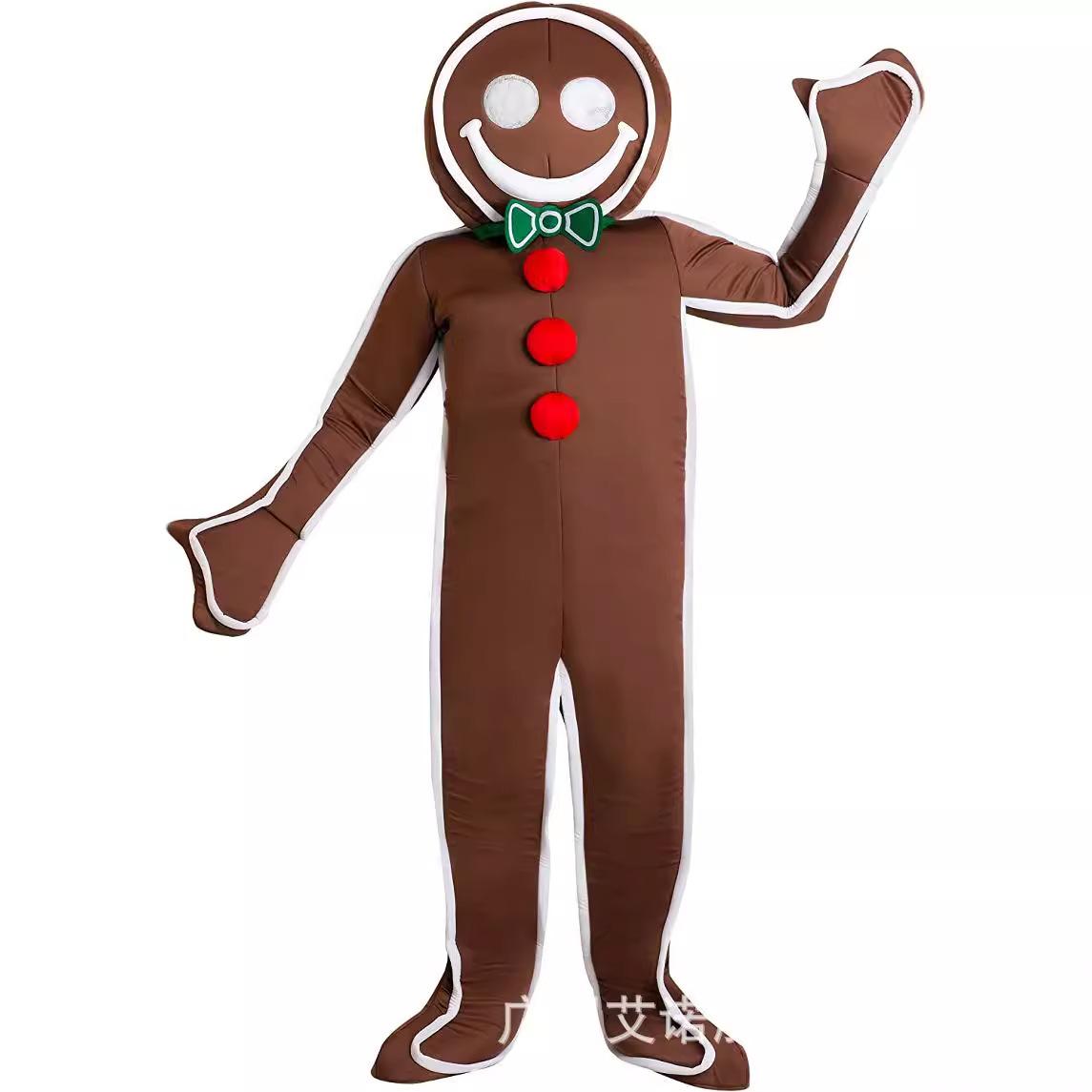 2023 potential hot-selling gingerbread man suit Christmas one-piece clothes cosplay costume Halloween party manufacturer