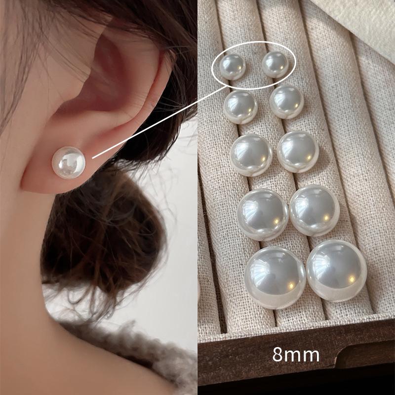 National Trend Style Pearl Earrings in Milky White with a High-End Feel, Copper-Plated Silver Needles, Minimalist Style Pearl Jewelry Wholesale