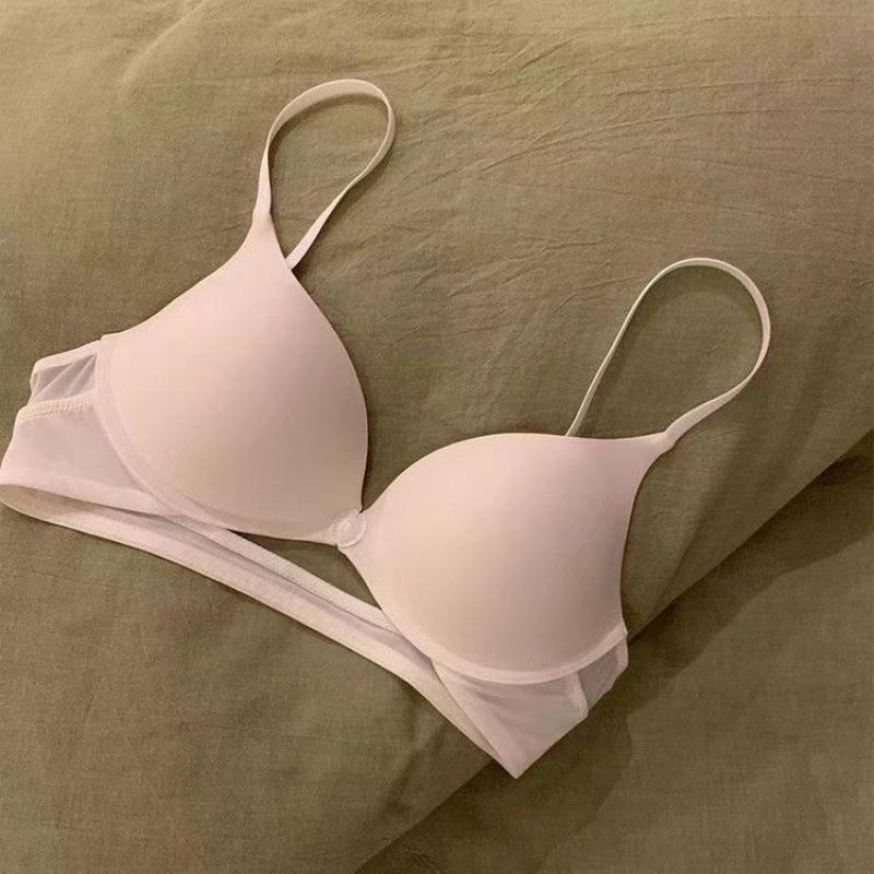 Youthful Nylon Front-Clasp Push-Up Bra, Seamless, for Small Busts, No Empty Cups, Deep Backless, Beautiful Back, Summer Bra
