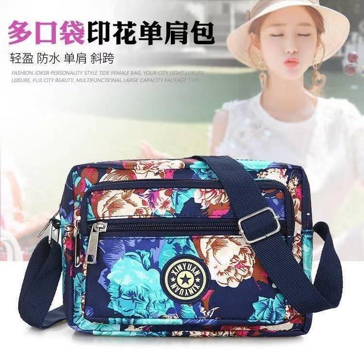 New style mom bag, nylon fabric women's floral bag, single shoulder crossbody bag, casual canvas bag for middle-aged and elderly, street stall bag