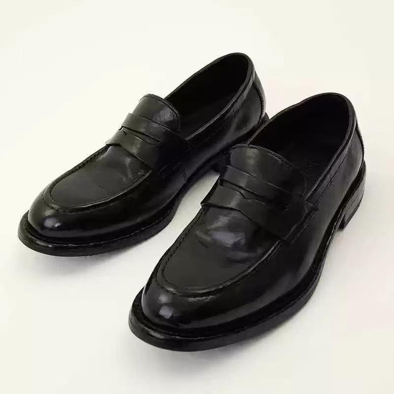 New Men's Flats, Round-Toe Business Formal Leather Shoes for Men, Made of First-Layer Cowhide, Comfortable