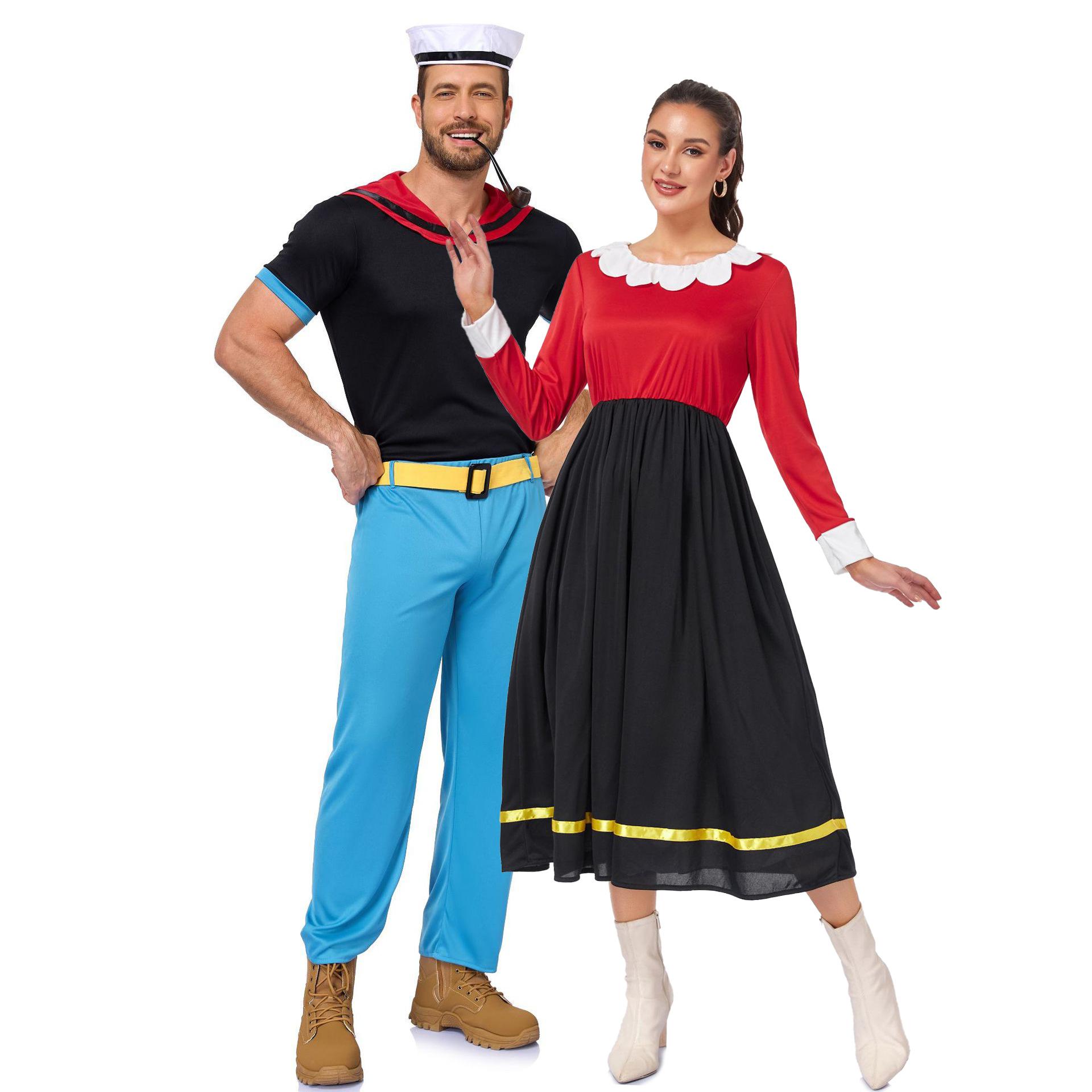 S-Xl Halloween Couple's Cos Popeye Sailor Costume American 90S Role-Playing Stage Costume