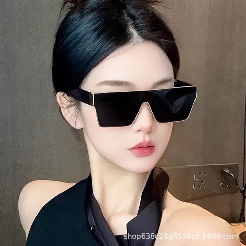 Trendy European and American Style Square One-Piece Women's Sunglasses, Uv Protection, Large Frame, High-End Feel, Cross-Border Wholesale